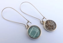 Load image into Gallery viewer, Brown & Green Double Sided Dome Earrings on Long Kidney Hooks
