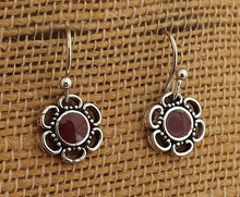 Load image into Gallery viewer, Aqua Blue & Silver Tone Small Flower Earrings (7 colour options)