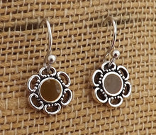 Load image into Gallery viewer, Aqua Blue & Silver Tone Small Flower Earrings (7 colour options)