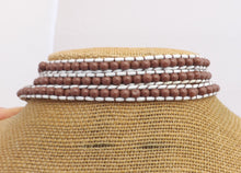 Load image into Gallery viewer, Brown & White Long Strand Bracelet