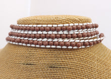 Load image into Gallery viewer, Brown & White Long Strand Bracelet