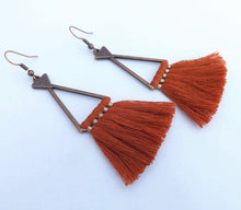 Load image into Gallery viewer, Copper Tone Triangle Tassel Earrings (12x colour options)