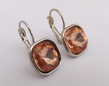 Load image into Gallery viewer, Faceted Square Earrings on Lever Back Hooks for Pierced Ears (multiple colour options)
