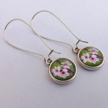 Load image into Gallery viewer, Cherry Blossom Dome Earrings on Long Kidney Hooks