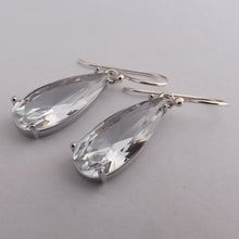 Load image into Gallery viewer, Clear Faceted Crystal Drop Earrings on Sterling Silver Hooks