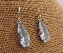 Load image into Gallery viewer, Clear Faceted Crystal Drop Earrings on Sterling Silver Hooks