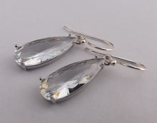 Load image into Gallery viewer, Clear Faceted Crystal Drop Earrings on Sterling Silver Hooks