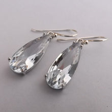 Load image into Gallery viewer, Clear Faceted Crystal Drop Earrings on Sterling Silver Hooks