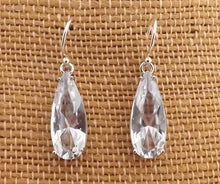 Load image into Gallery viewer, Clear Faceted Crystal Drop Earrings on Sterling Silver Hooks