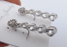 Load image into Gallery viewer, Clear Faux Diamond & Silver Tone Drop Earrings on Clip On Settings