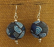 Load image into Gallery viewer, Cold Blue Koru Mix Chunky Kathryn Design Bead Earrings Sterling Silver Hooks