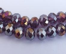 Load image into Gallery viewer, 6x8mm Cold Purple AB Lustre Crystal Cut Rondelle Beads