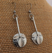 Load image into Gallery viewer, Cream Leaves on Silver Drop Earrings