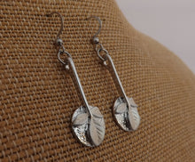 Load image into Gallery viewer, Cream Leaves on Silver Drop Earrings
