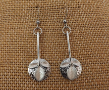 Load image into Gallery viewer, Cream Leaves on Silver Drop Earrings