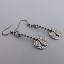 Load image into Gallery viewer, Cream Leaves on Silver Drop Earrings