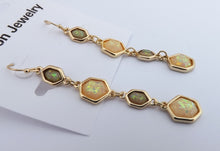 Load image into Gallery viewer, Gold Tone Long Sparkly Drop Earrings (4x colour options)