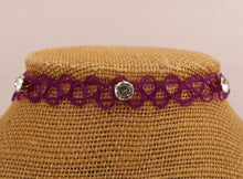 Load image into Gallery viewer, Tattoo Choker Necklace with Silver Diamantes (multiple colour options)