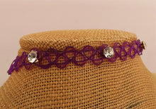 Load image into Gallery viewer, Tattoo Choker Necklace with Silver Diamantes (multiple colour options)