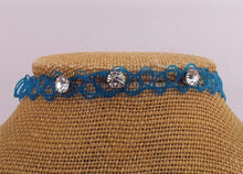 Load image into Gallery viewer, Tattoo Choker Necklace with Silver Diamantes (multiple colour options)