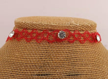 Load image into Gallery viewer, Tattoo Choker Necklace with Silver Diamantes (multiple colour options)