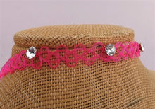 Load image into Gallery viewer, Tattoo Choker Necklace with Silver Diamantes (multiple colour options)