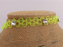 Load image into Gallery viewer, Tattoo Choker Necklace with Silver Diamantes (multiple colour options)