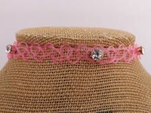 Load image into Gallery viewer, Tattoo Choker Necklace with Silver Diamantes (multiple colour options)