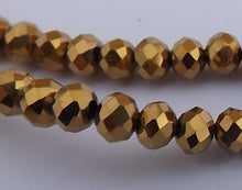 Load image into Gallery viewer, 1 strand 4mm Metallic Gold Crystal Cut Glass Rondelle Beads