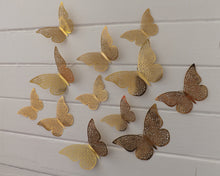 Load image into Gallery viewer, 12x Metallic Effect Cutout Filigree Style Butterfly 3D Wall Decals