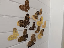 Load image into Gallery viewer, 12x Metallic Mirror Effect Effect Filigree Style Butterfly 3D Wall Decals (3 colour options)