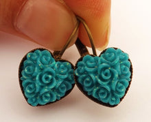 Load image into Gallery viewer, 3D Floral Sparkly Heart Shaped Earrings on Lever Back Hooks (multiple colour options)
