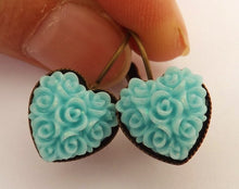 Load image into Gallery viewer, 3D Floral Sparkly Heart Shaped Earrings on Lever Back Hooks (multiple colour options)