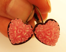 Load image into Gallery viewer, 3D Floral Sparkly Heart Shaped Earrings on Lever Back Hooks (multiple colour options)