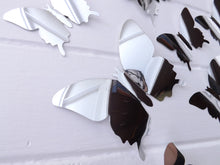 Load image into Gallery viewer, 12x Reflective Metallic Mirror Effect Silver 3D Butterfly Wall Decals