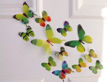 Load image into Gallery viewer, 12x Green 3D Butterfly Wall Decals