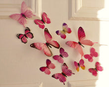 Load image into Gallery viewer, 12x Pink 3D Butterfly Wall Decals