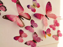 Load image into Gallery viewer, 12x Pink 3D Butterfly Wall Decals