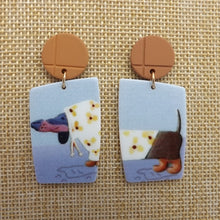 Load image into Gallery viewer, Dachshund Dog in Hoodie Acrylic Earrings