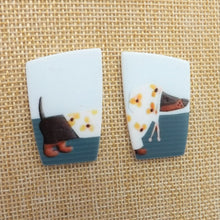 Load image into Gallery viewer, Dachshund Dog in Hoodie Acrylic Stud Earrings