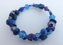 Load image into Gallery viewer, Dark Blue Beads Memory Wire Bracelet