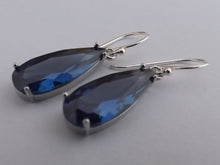 Load image into Gallery viewer, Dark Blue Faceted Crystal Drop Earrings on Sterling Silver Hooks