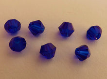 Load image into Gallery viewer, 40pcs Dark Blue Glass Bicone 4mm Beads