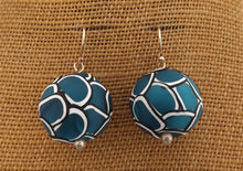 Load image into Gallery viewer, Dark Blue, Black & White Layered Kathryn Design Handmade Bead Earrings
