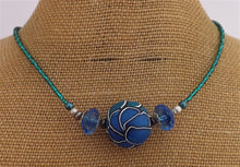 Load image into Gallery viewer, Dark Blue & Teal Chunky Kathryn Design Single Feature Bead Necklace