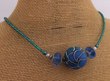 Load image into Gallery viewer, Dark Blue & Teal Chunky Kathryn Design Single Feature Bead Necklace