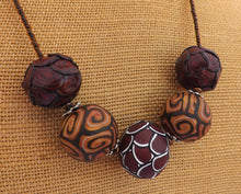 Load image into Gallery viewer, Dark Brown & Gold Chunky Kathryn Design 5 Bead Necklace
