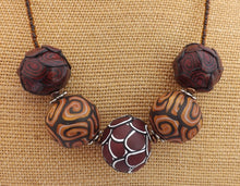 Load image into Gallery viewer, Dark Brown & Gold Chunky Kathryn Design 5 Bead Necklace