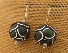 Load image into Gallery viewer, Dark Green Layered Kathryn Design Bead Earrings on Sterling Silver hooks