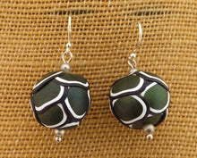 Load image into Gallery viewer, Dark Green Layered Kathryn Design Bead Earrings on Sterling Silver hooks
